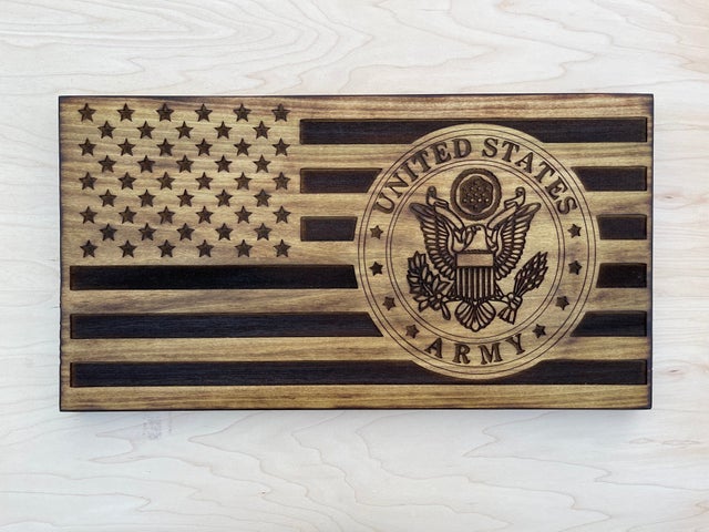 アメリカ合衆国 ARMY 陸軍 壁掛け インテリア 木製 彫刻 Rustic Buck WoodWorks